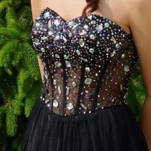 Black sequined prom dress